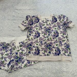 Janie and Jack Purple and White Floral Pajama Set